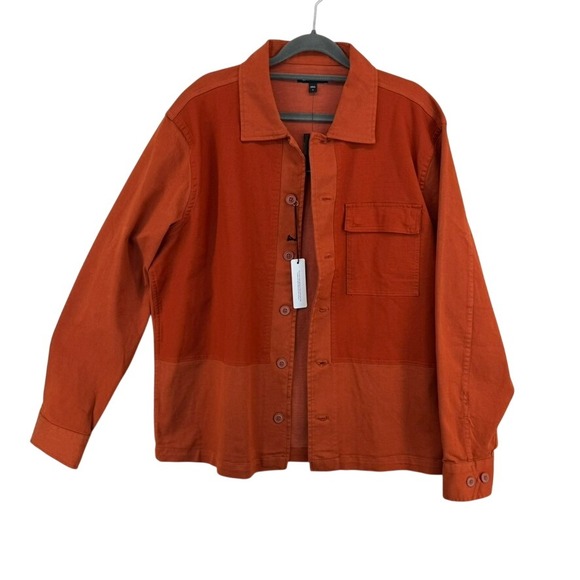 Express Other - EXPRESS Men Rust Orange Utility Shirt Jacket Long Sleeve Button Front Size M